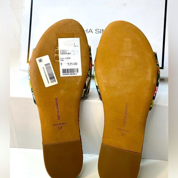 New with box Tabitha Simmons tropical print sandals size 37 or 6.5 Italy - Picture 6 of 11